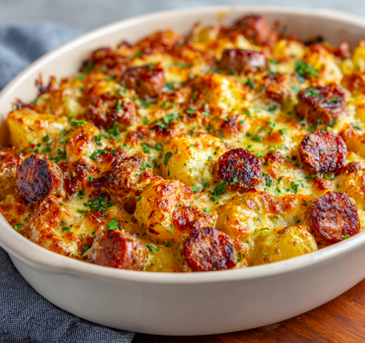 Cheesy Ranch Potatoes & Smoked Sausage Bake (Easy Family Dinner)