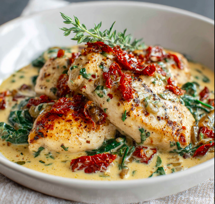 Skinny Creamy Tuscan Chicken (Lightened-Up One-Pan Dinner)