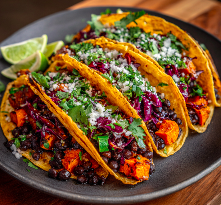 Black Bean & Sweet Potato Tacos (Healthy Veggie Dinner)